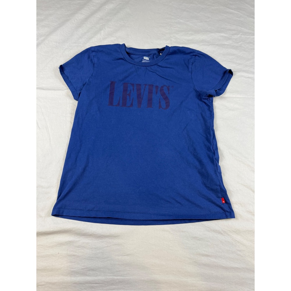 Levis Womens Graphic T-Shirt Royal Blue Short Sleeve Crew Neck Cotton Large